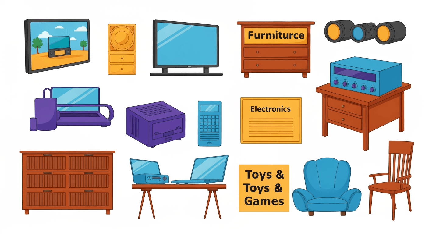 AI-generated yard sale illustration