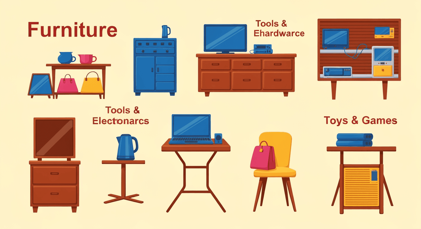 AI-generated illustration of a garage sale