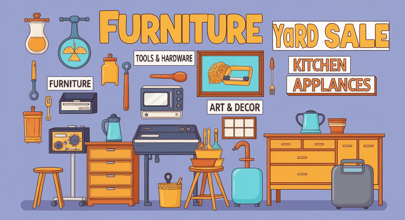 AI-generated yard sale illustration