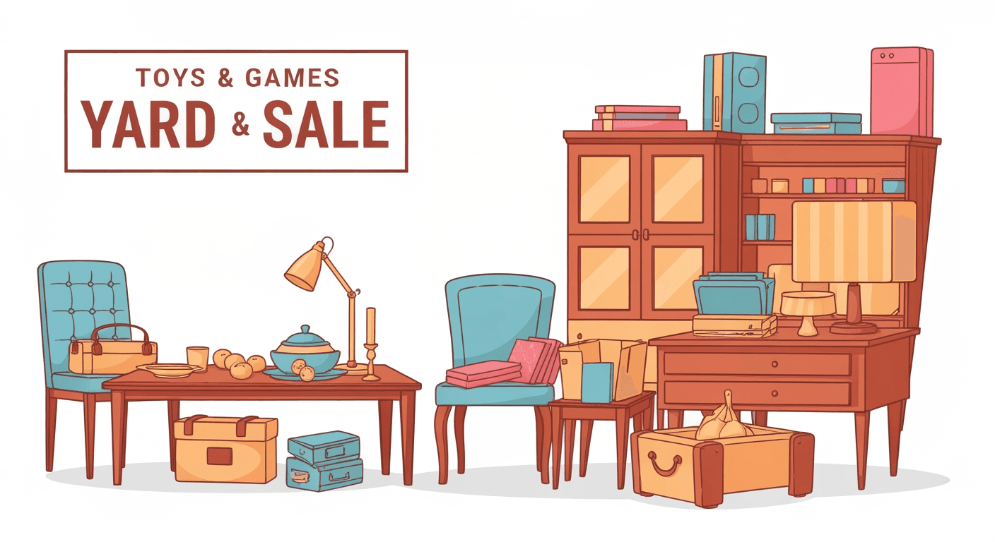 AI-generated illustration of a moving sale