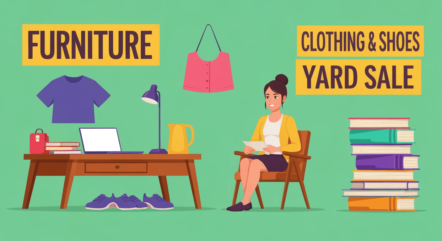 AI-generated illustration of a yard sale
