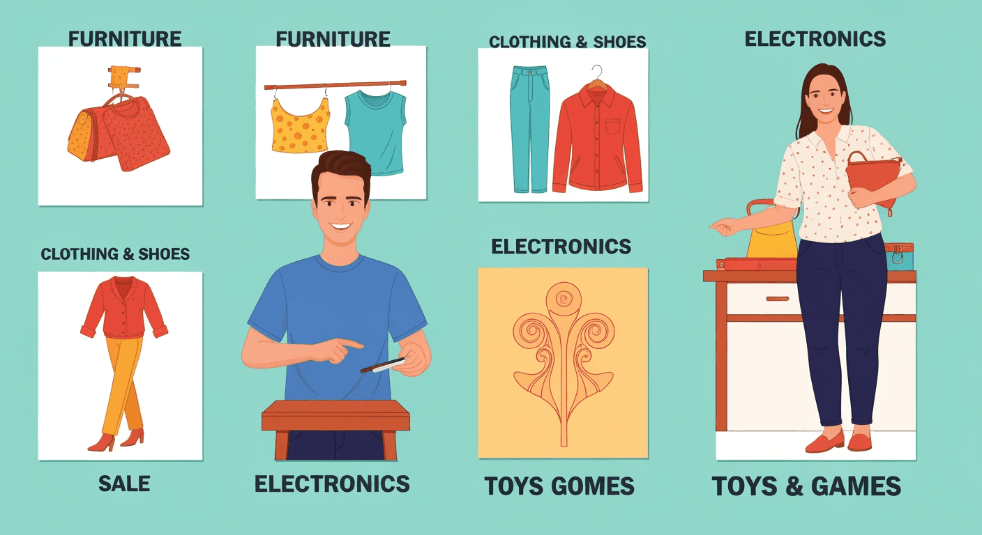 AI-generated yard sale illustration