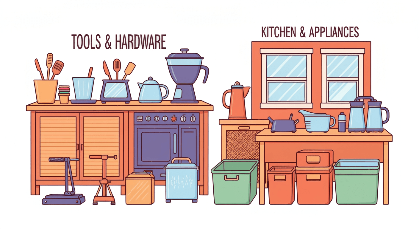 AI-generated yard sale illustration