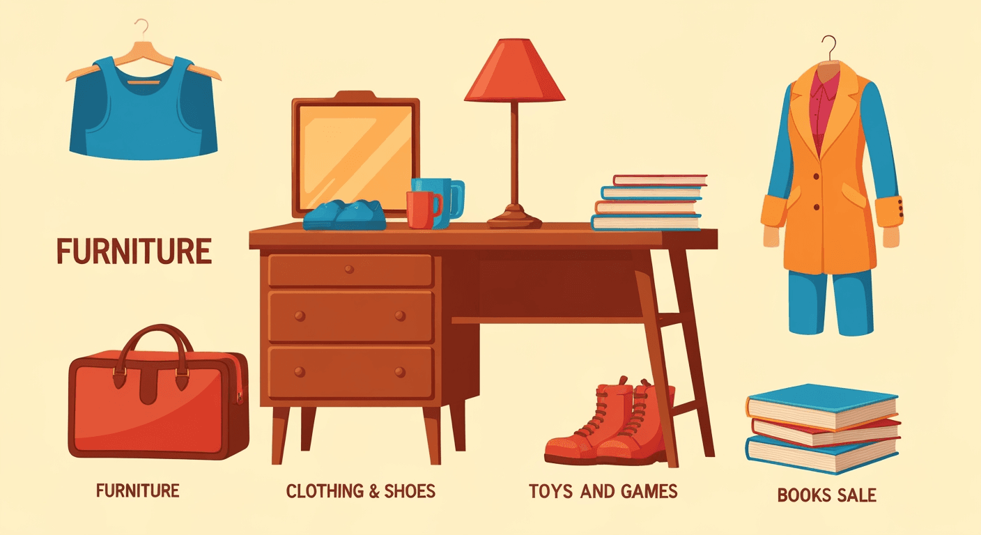 AI-generated illustration of a garage sale