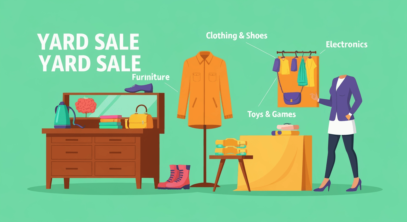 AI-generated illustration of a yard sale