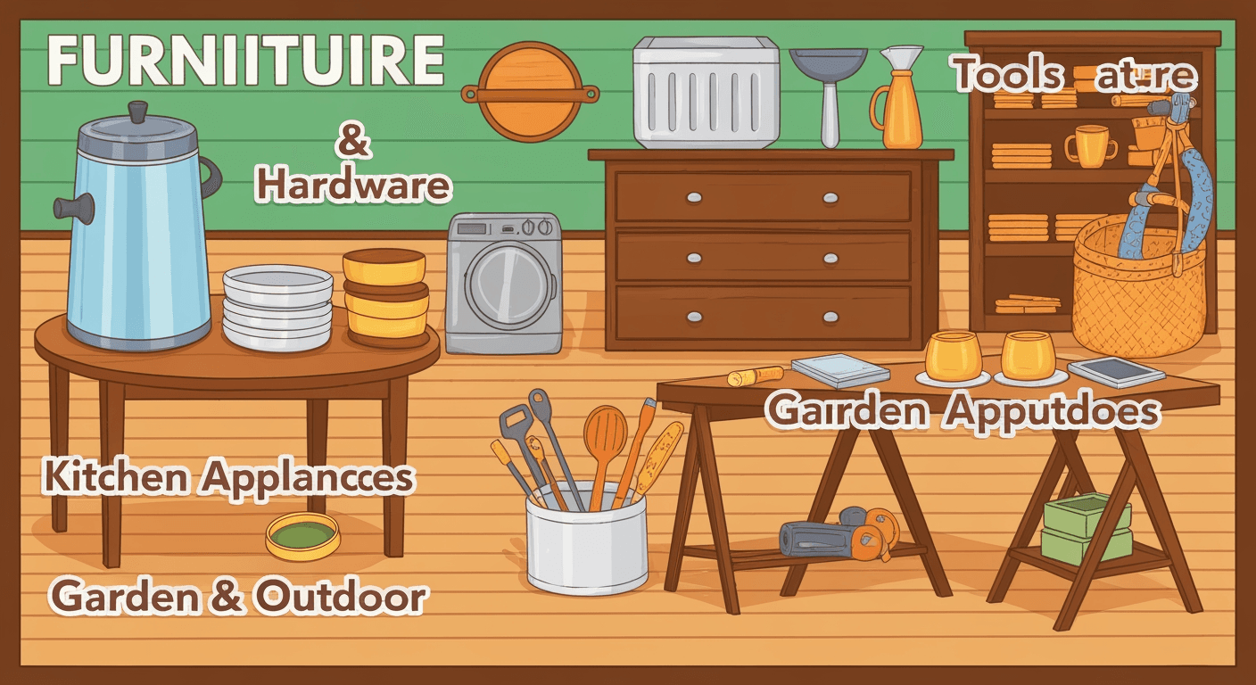 AI-generated illustration of a yard sale