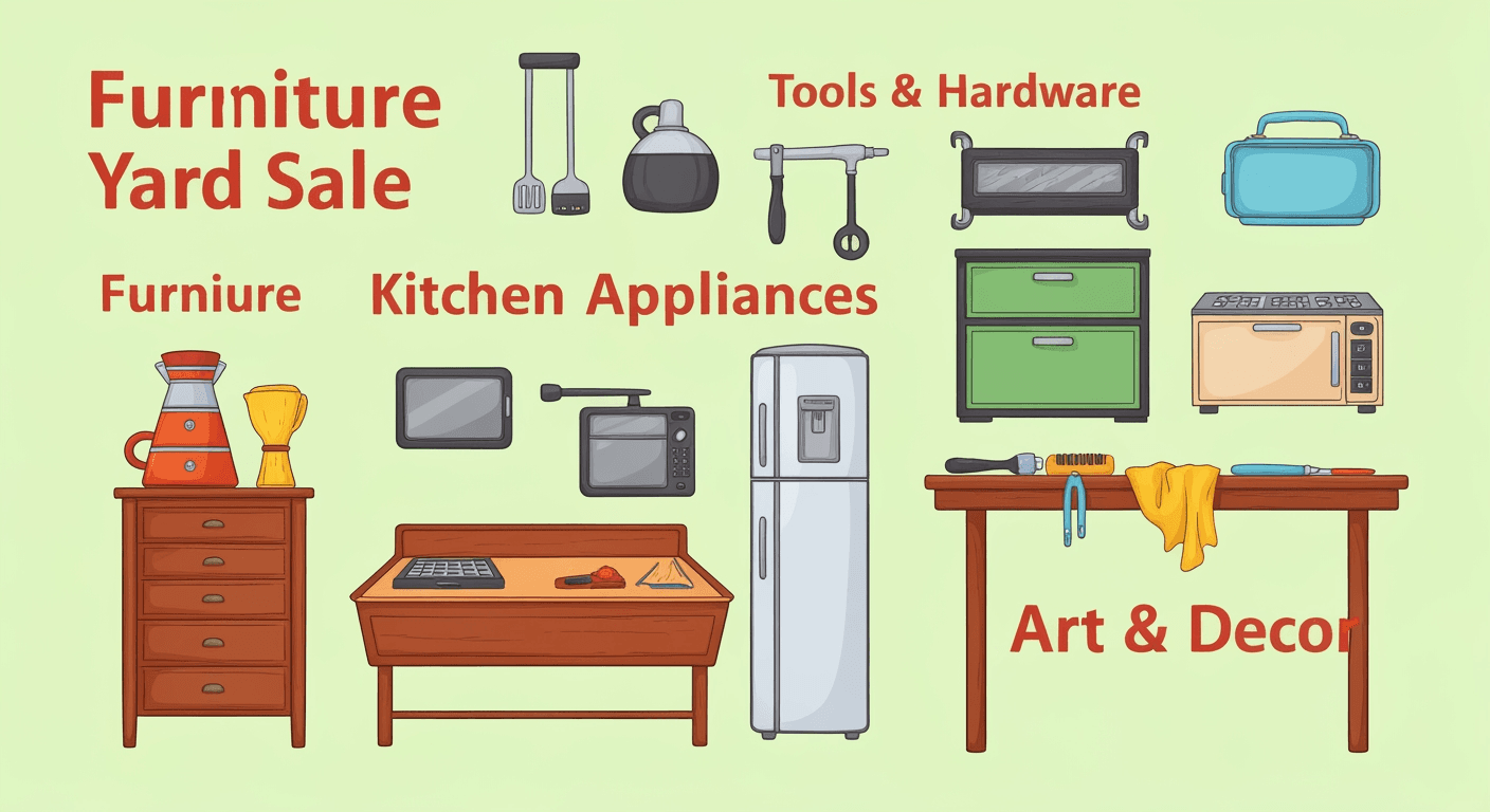 AI-generated illustration of a yard sale