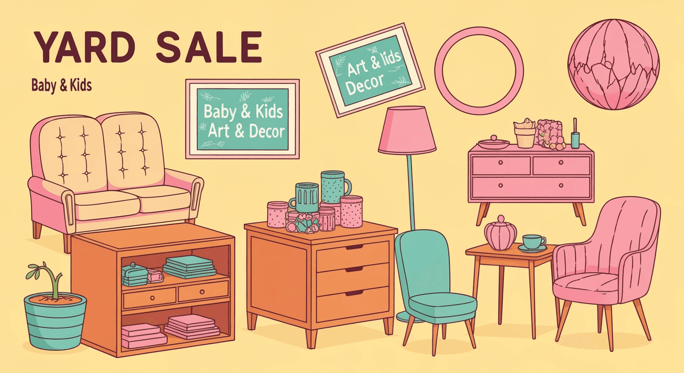 AI-generated illustration of a yard sale