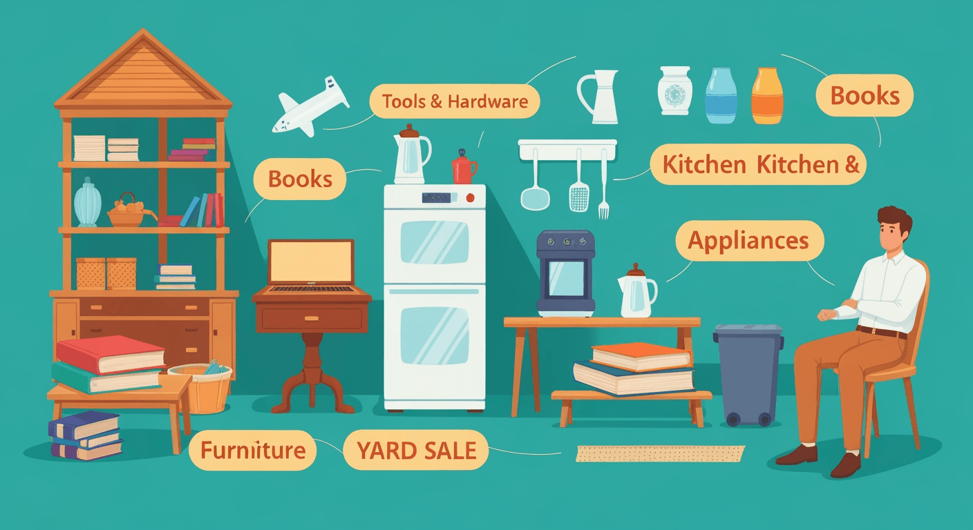 AI-generated illustration of a yard sale