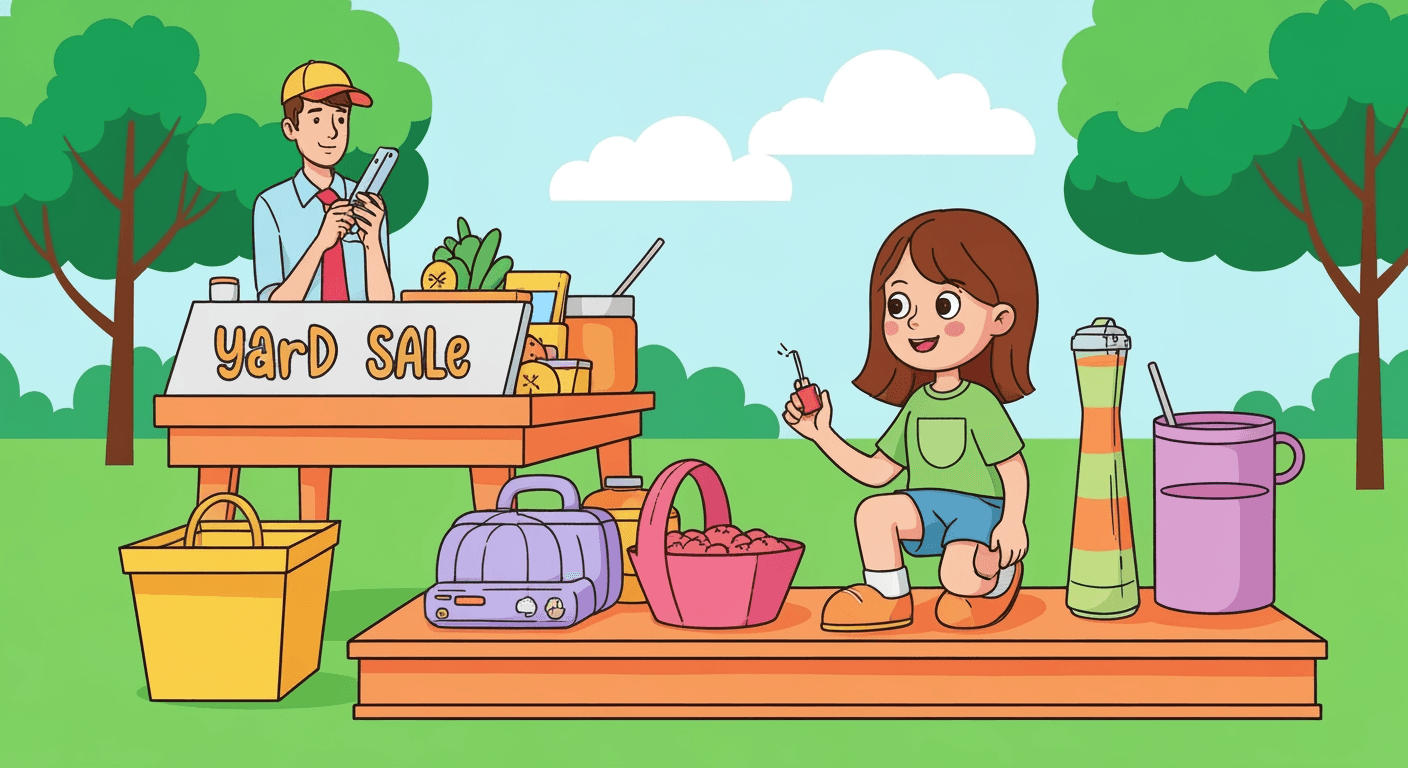 AI-generated illustration of a yard sale
