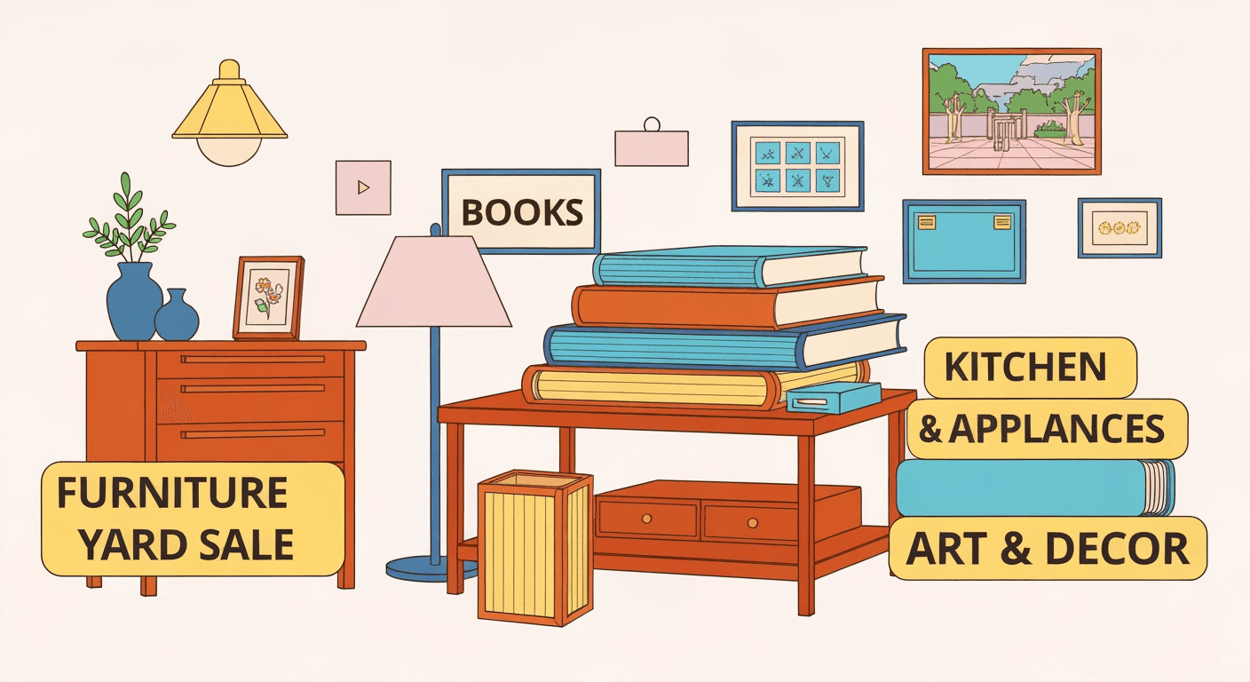 AI-generated illustration of a yard sale