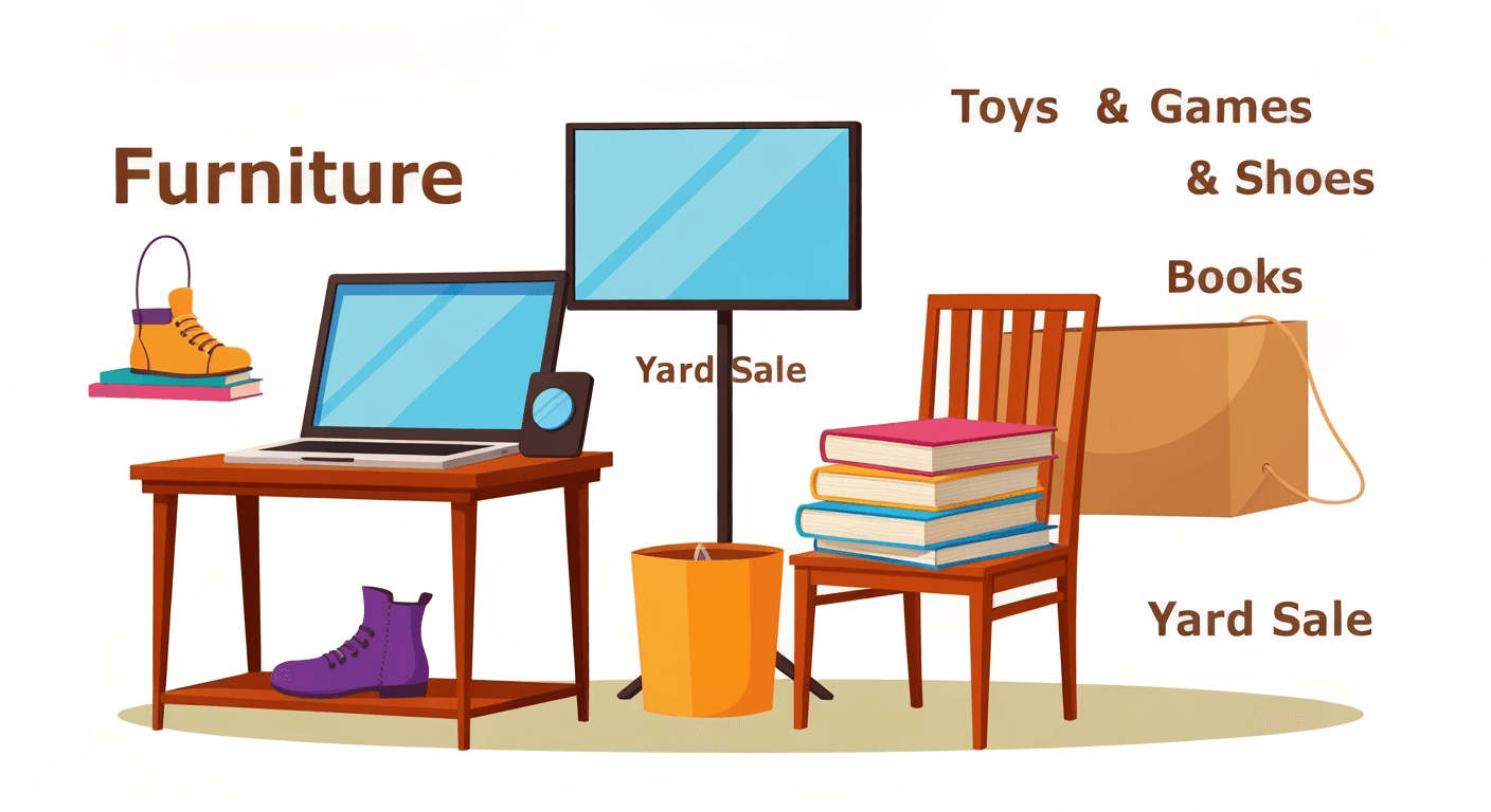 AI-generated illustration of a yard sale