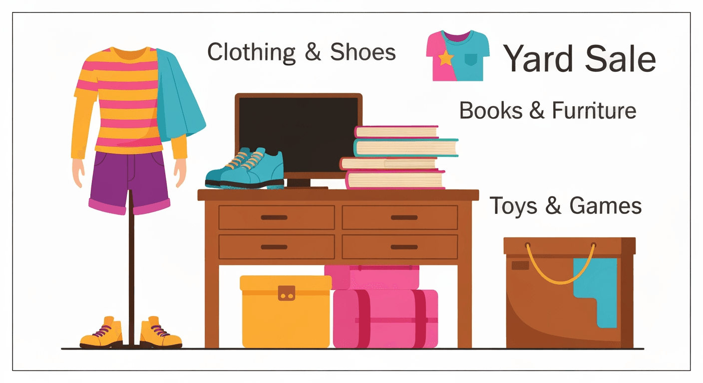 AI-generated illustration of a yard sale