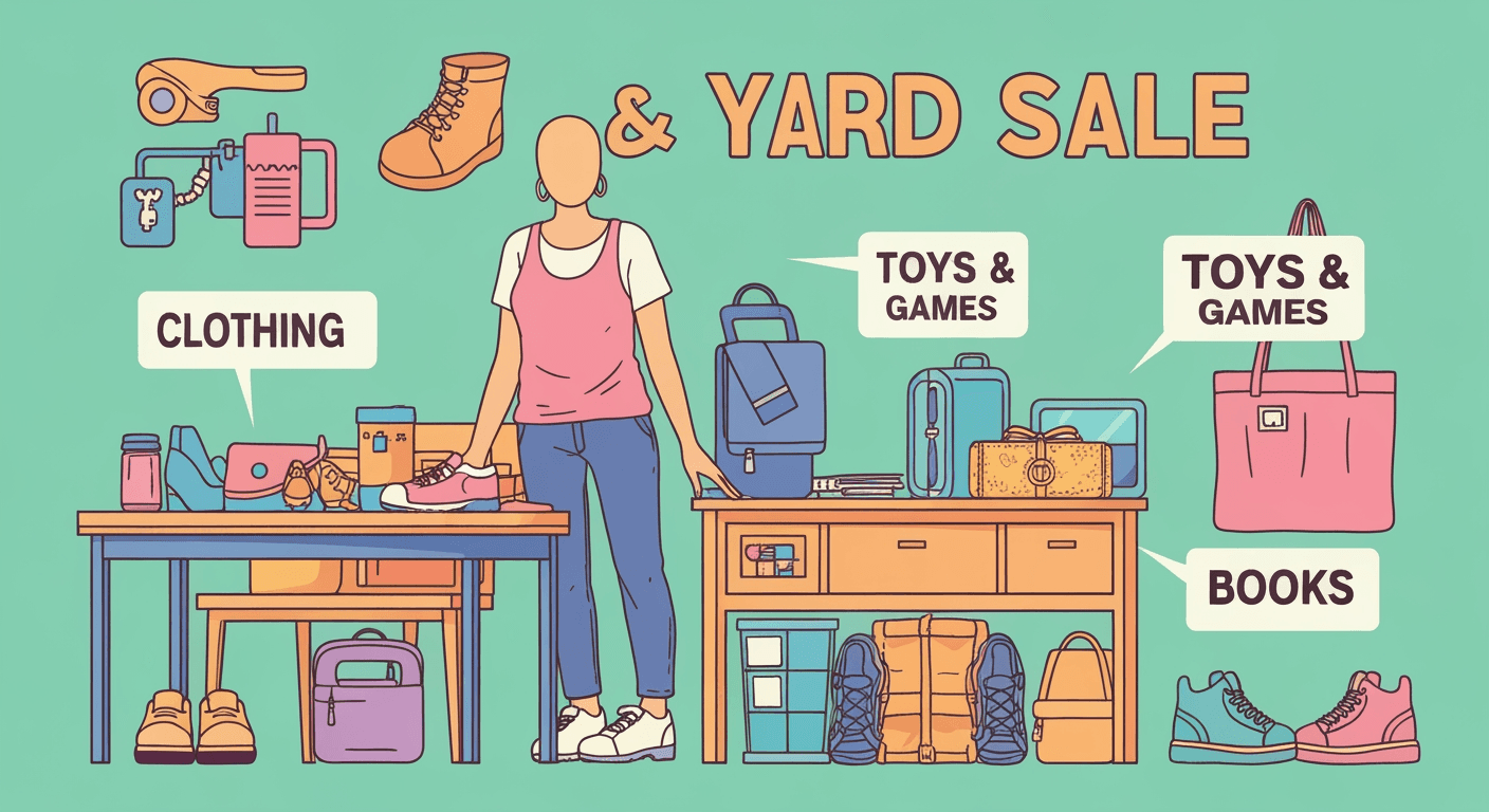 AI-generated illustration of a yard sale
