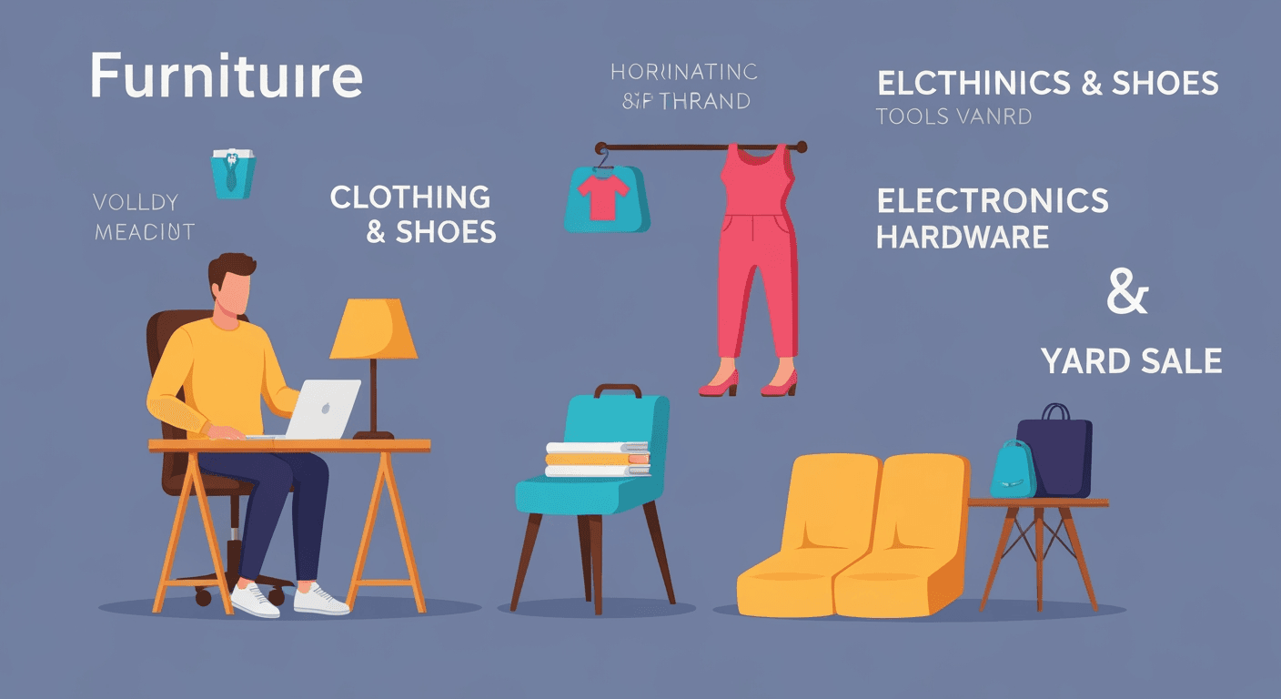 AI-generated illustration of a yard sale