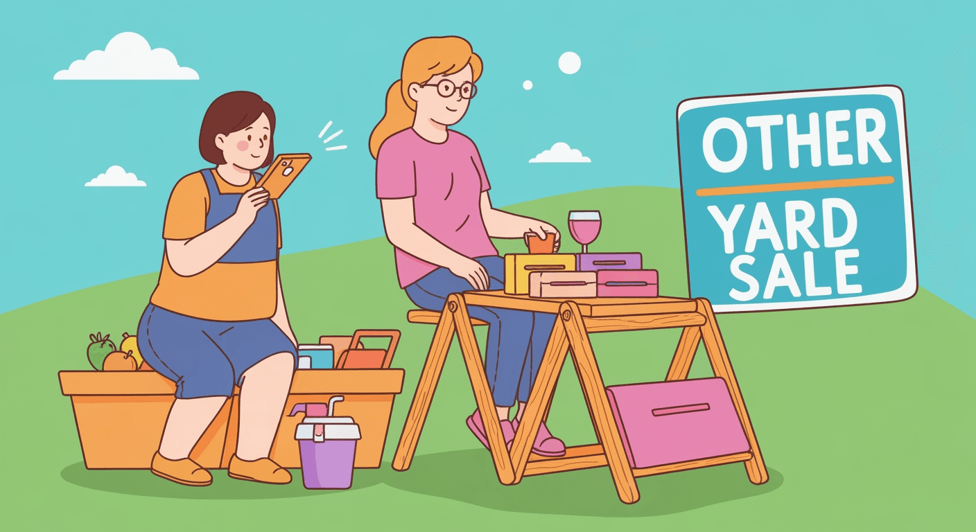 AI-generated yard sale illustration