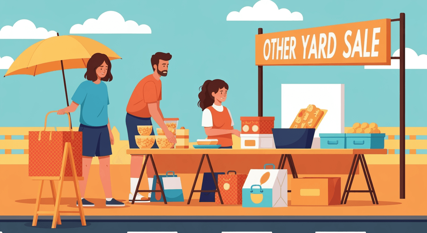 AI-generated yard sale illustration