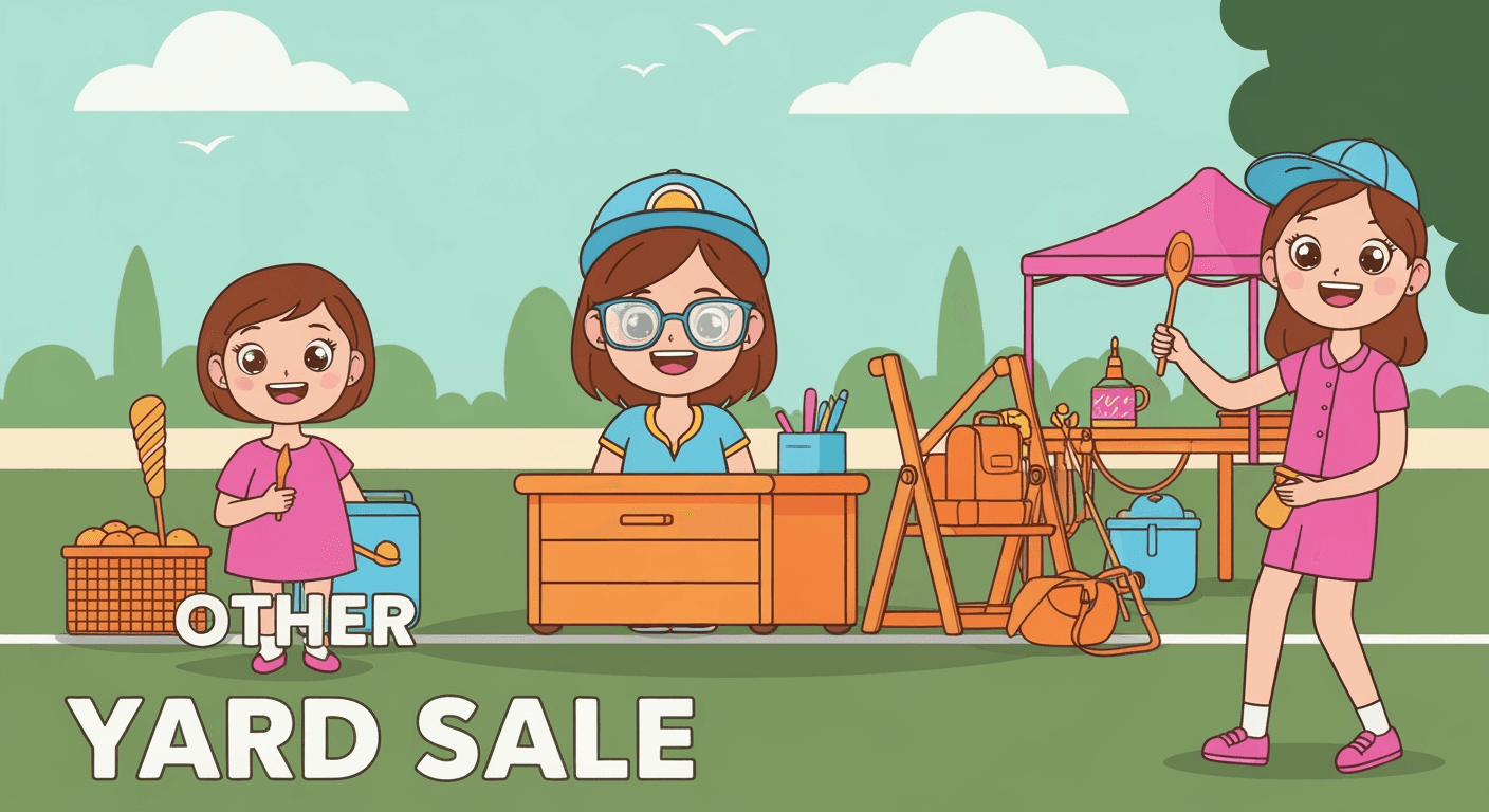 AI-generated yard sale illustration