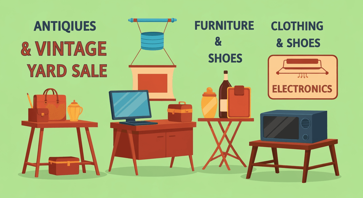 AI-generated yard sale illustration