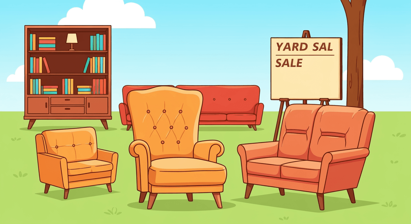 AI-generated yard sale illustration