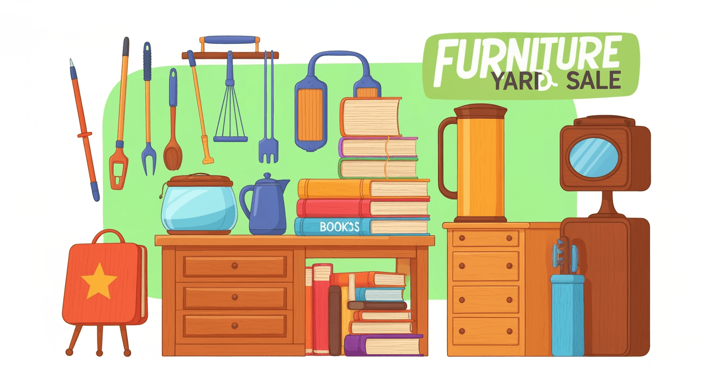 AI-generated illustration of a yard sale