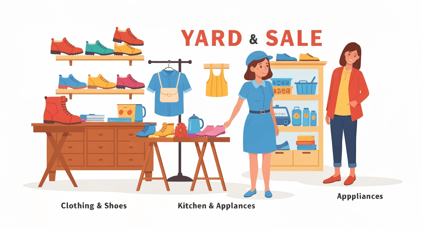 AI-generated yard sale illustration