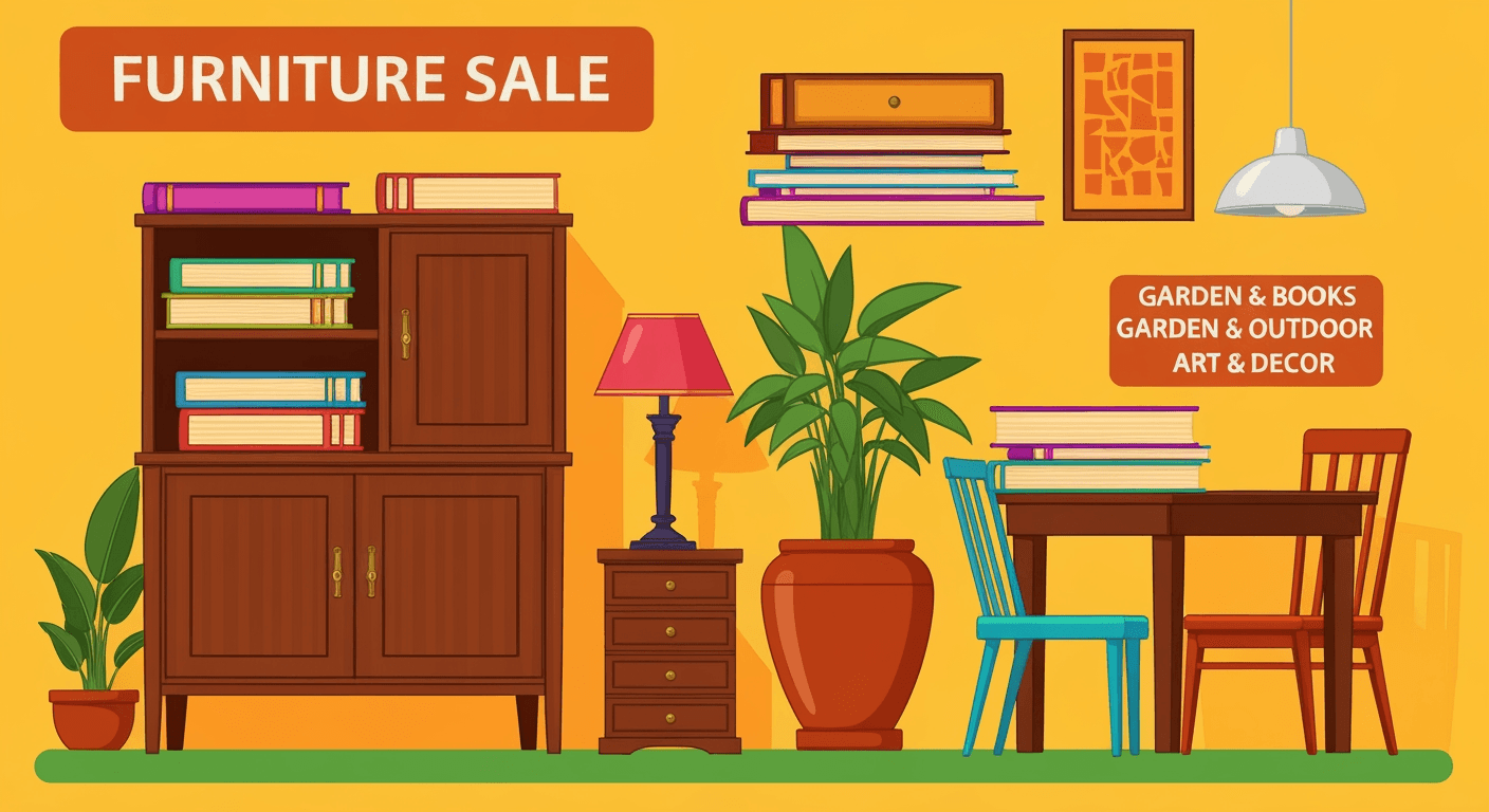 AI-generated illustration of a yard sale