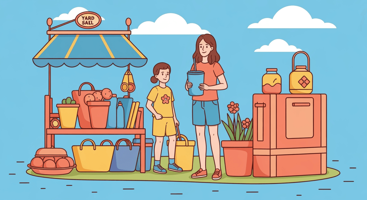 AI-generated illustration of a yard sale