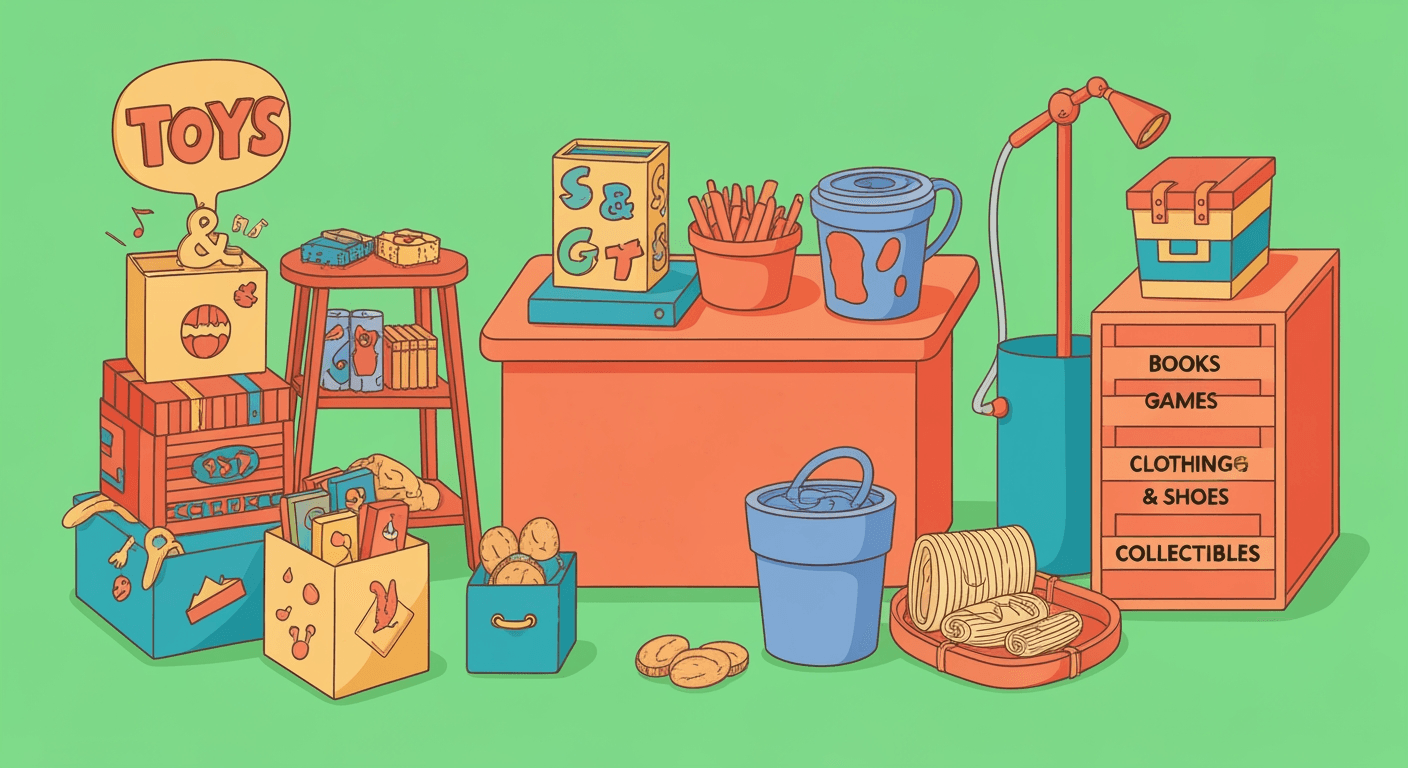 AI-generated yard sale illustration