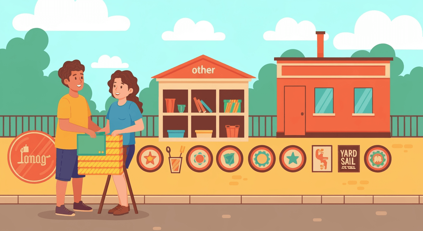 AI-generated illustration of a yard sale