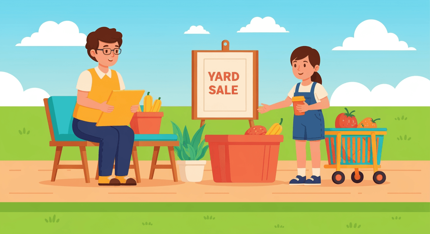 AI-generated yard sale illustration