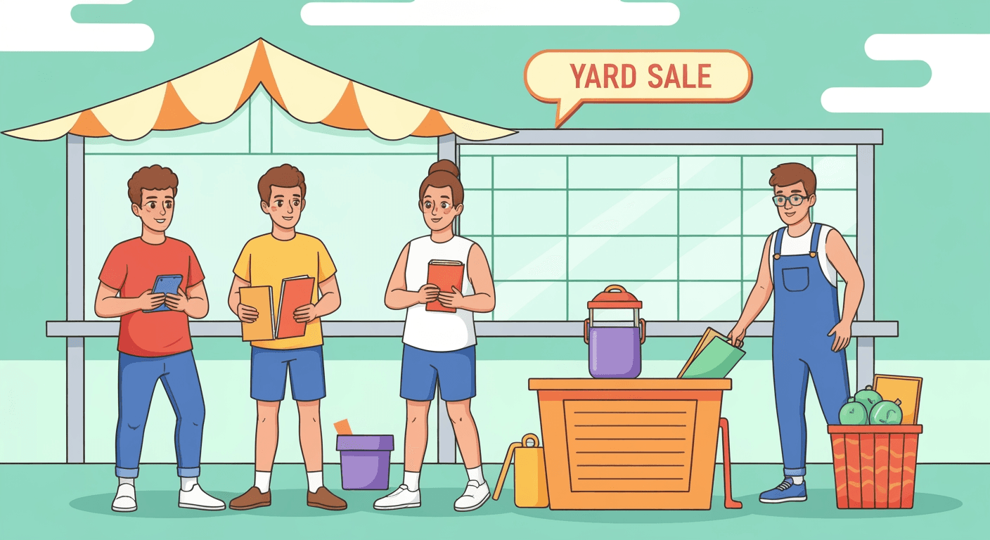 AI-generated yard sale illustration