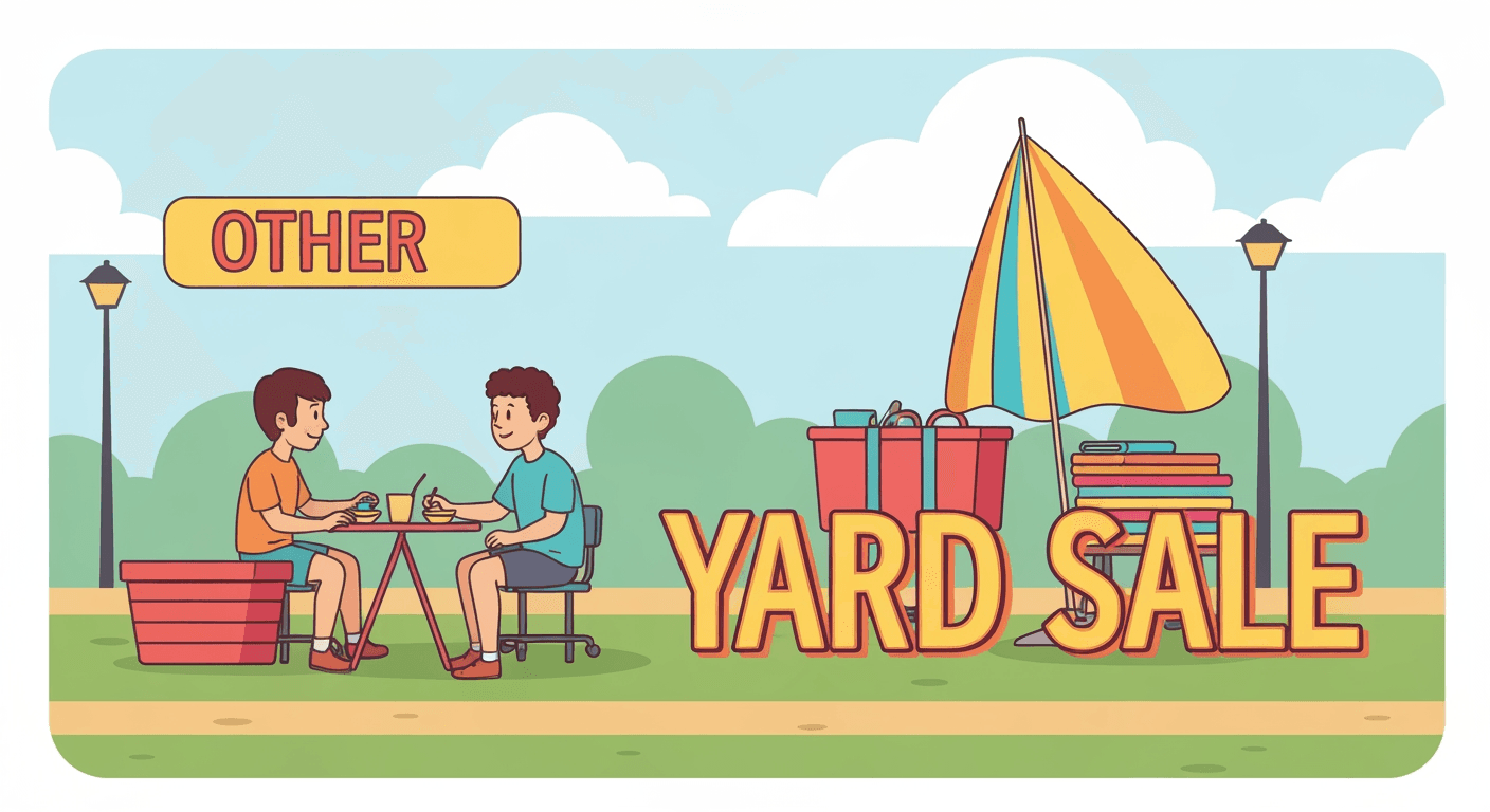 AI-generated yard sale illustration