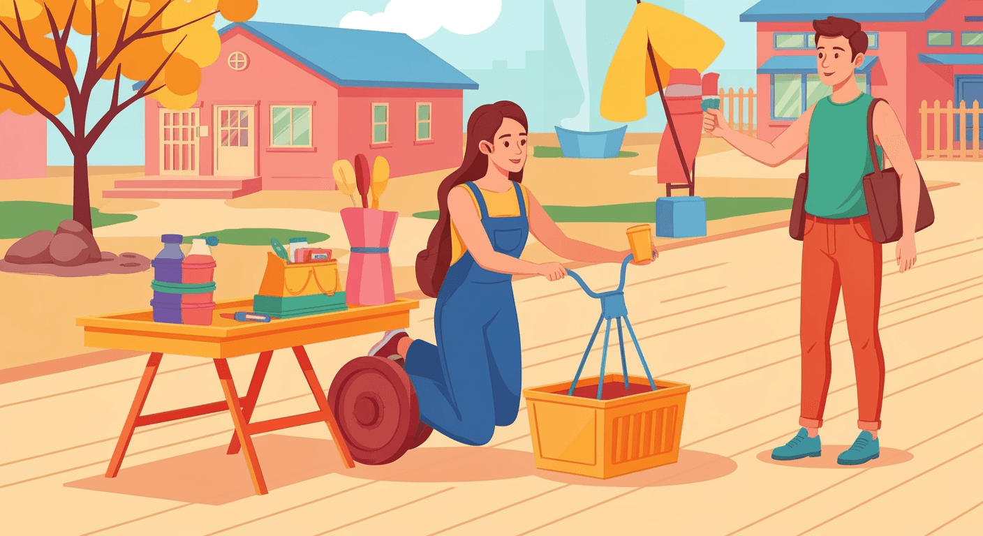 AI-generated yard sale illustration