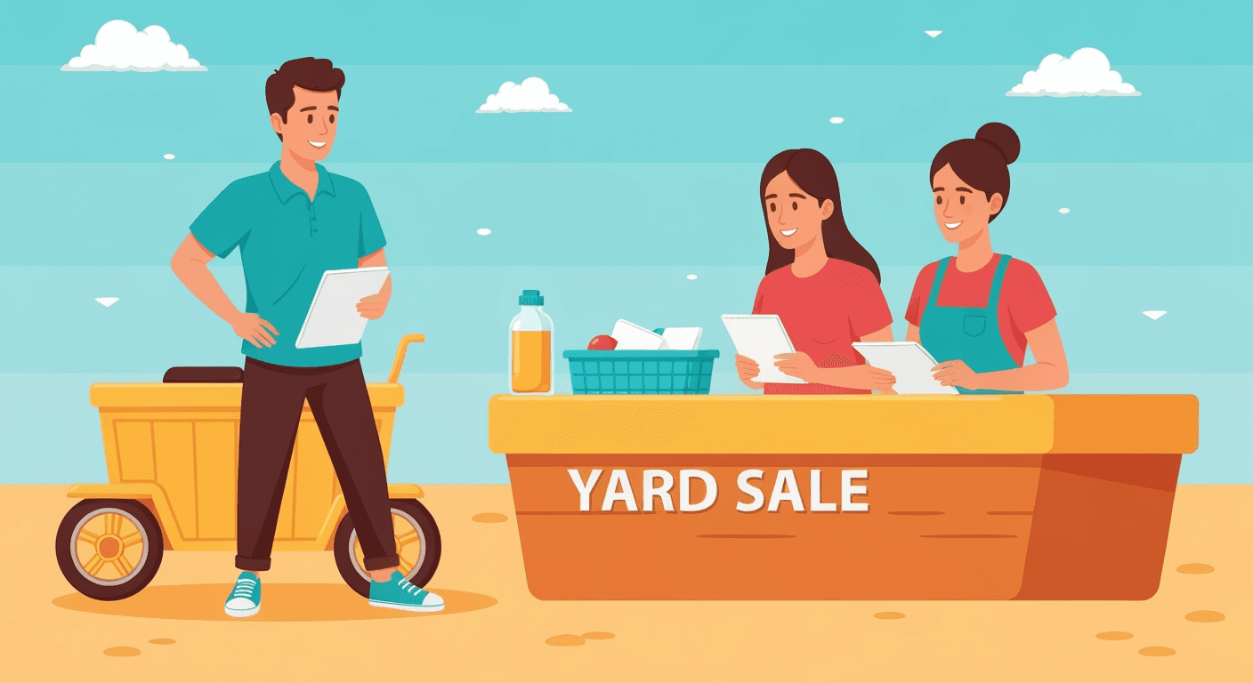 AI-generated yard sale illustration