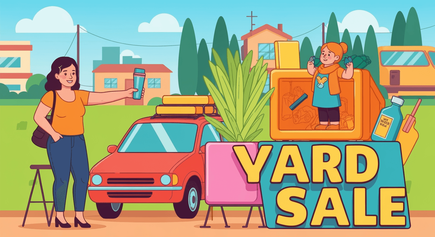 AI-generated yard sale illustration