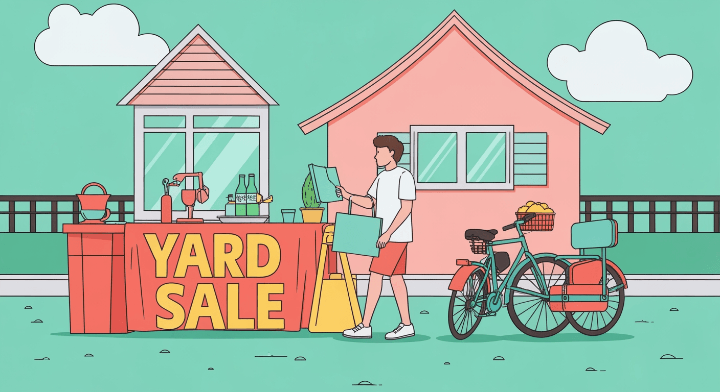 AI-generated yard sale illustration