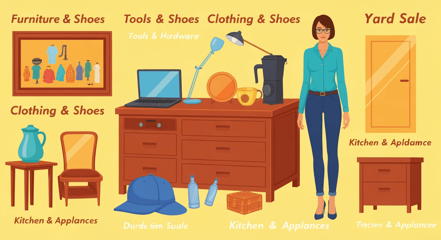 AI-generated yard sale illustration