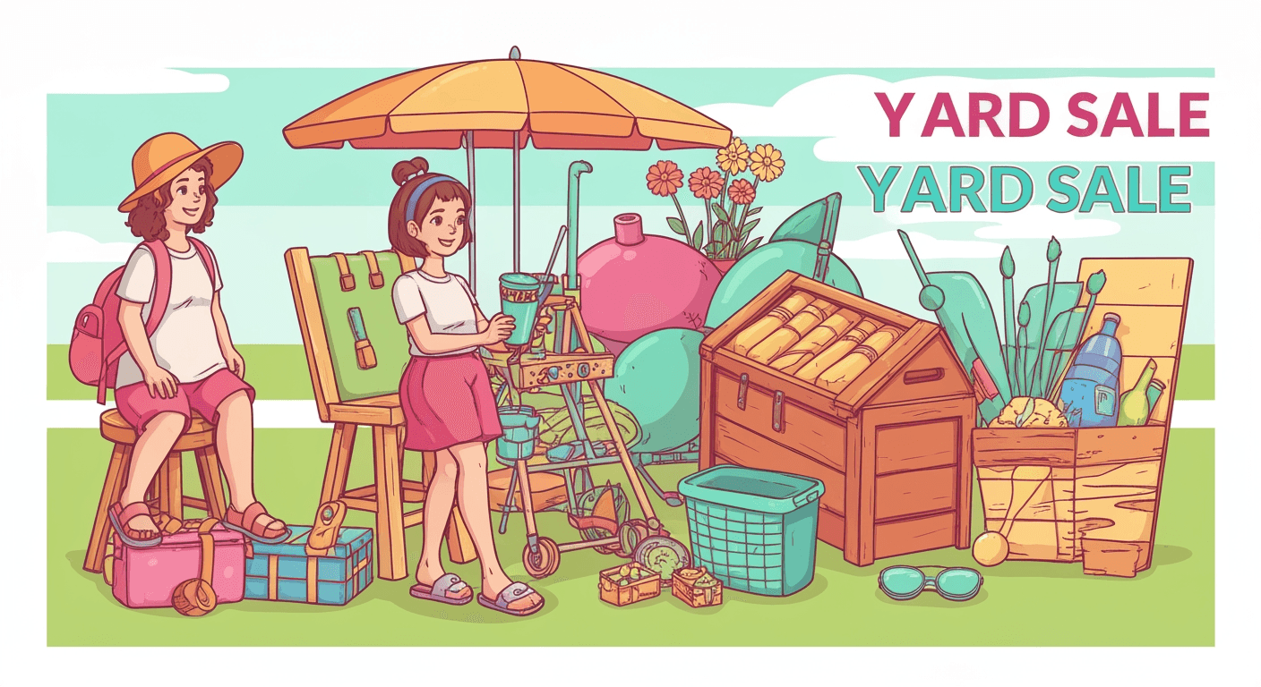AI-generated illustration of a yard sale