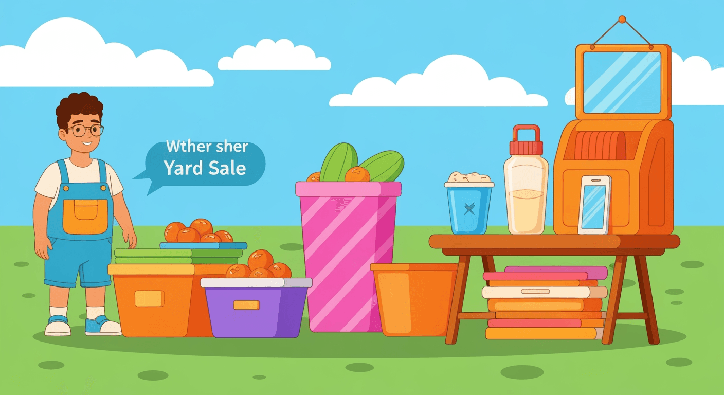 AI-generated illustration of a yard sale