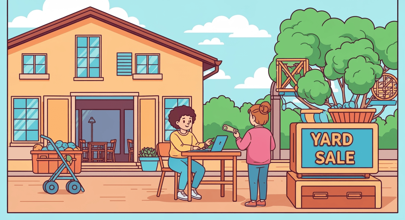 AI-generated illustration of a yard sale