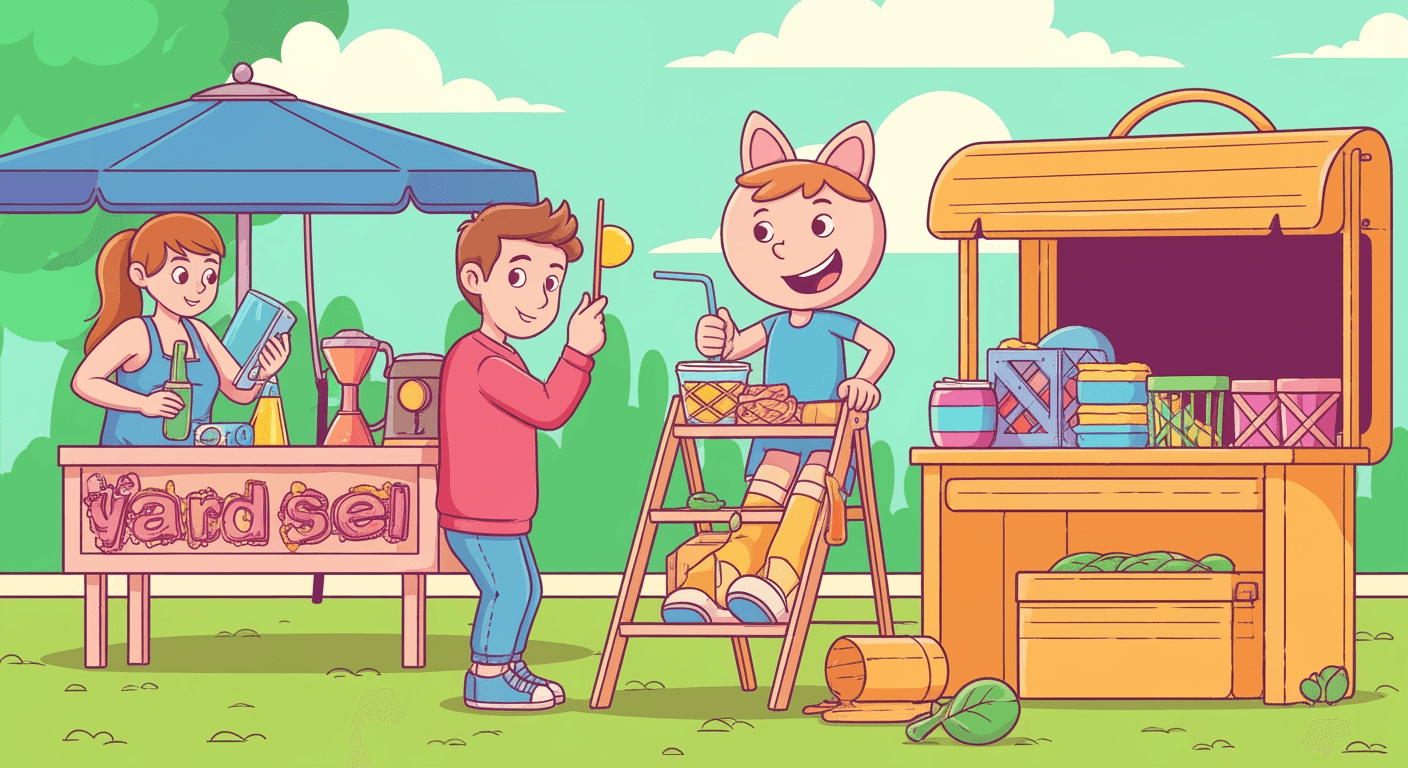 AI-generated illustration of a moving sale