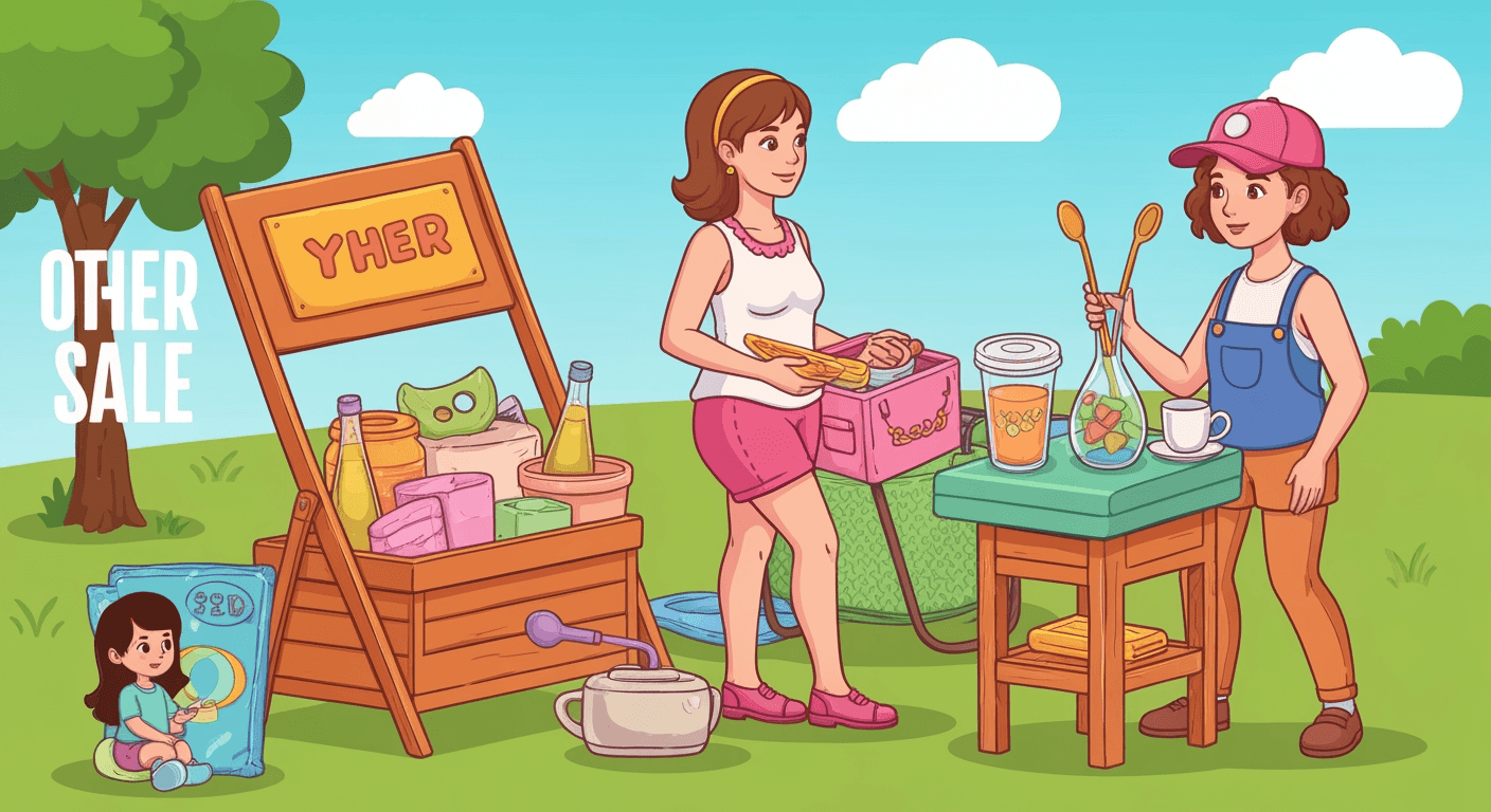 AI-generated yard sale illustration