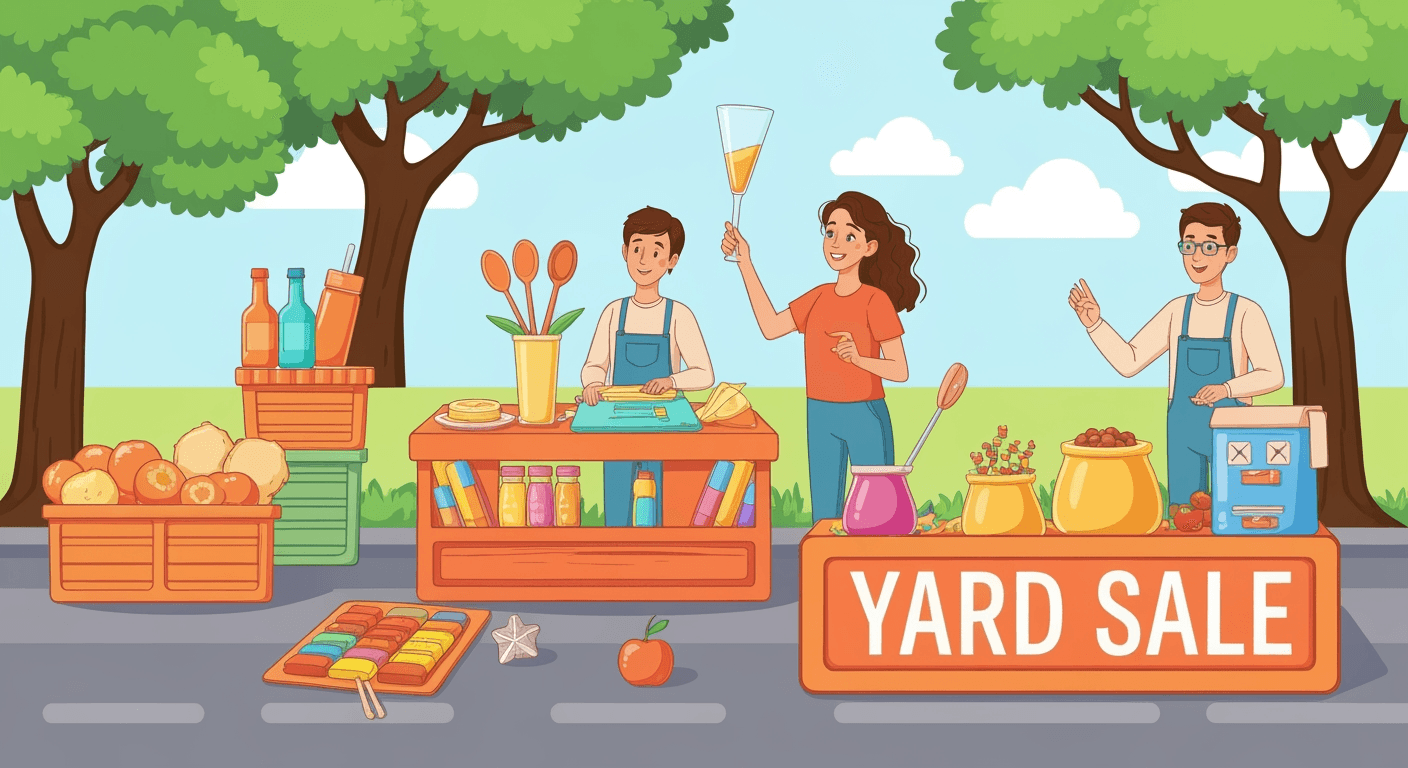 AI-generated yard sale illustration