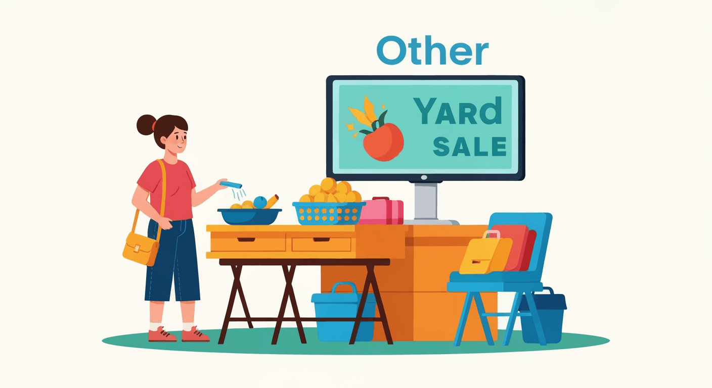 AI-generated yard sale illustration