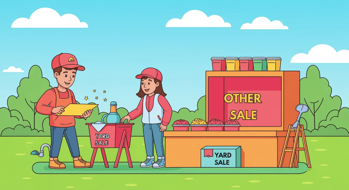AI-generated yard sale illustration
