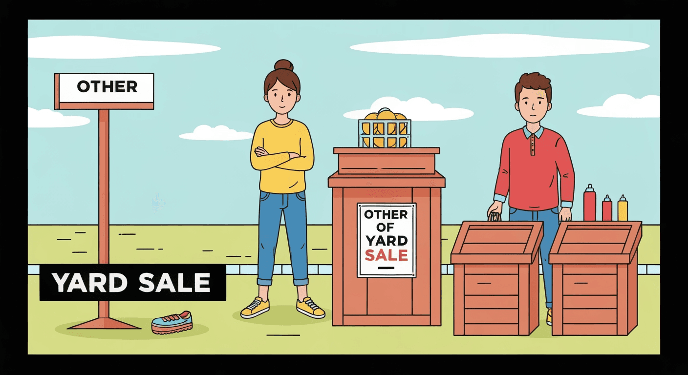 AI-generated yard sale illustration