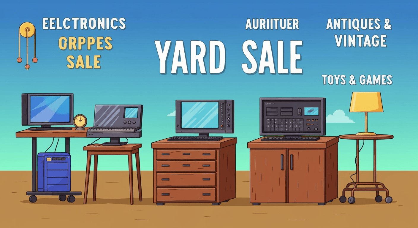 AI-generated illustration of a yard sale