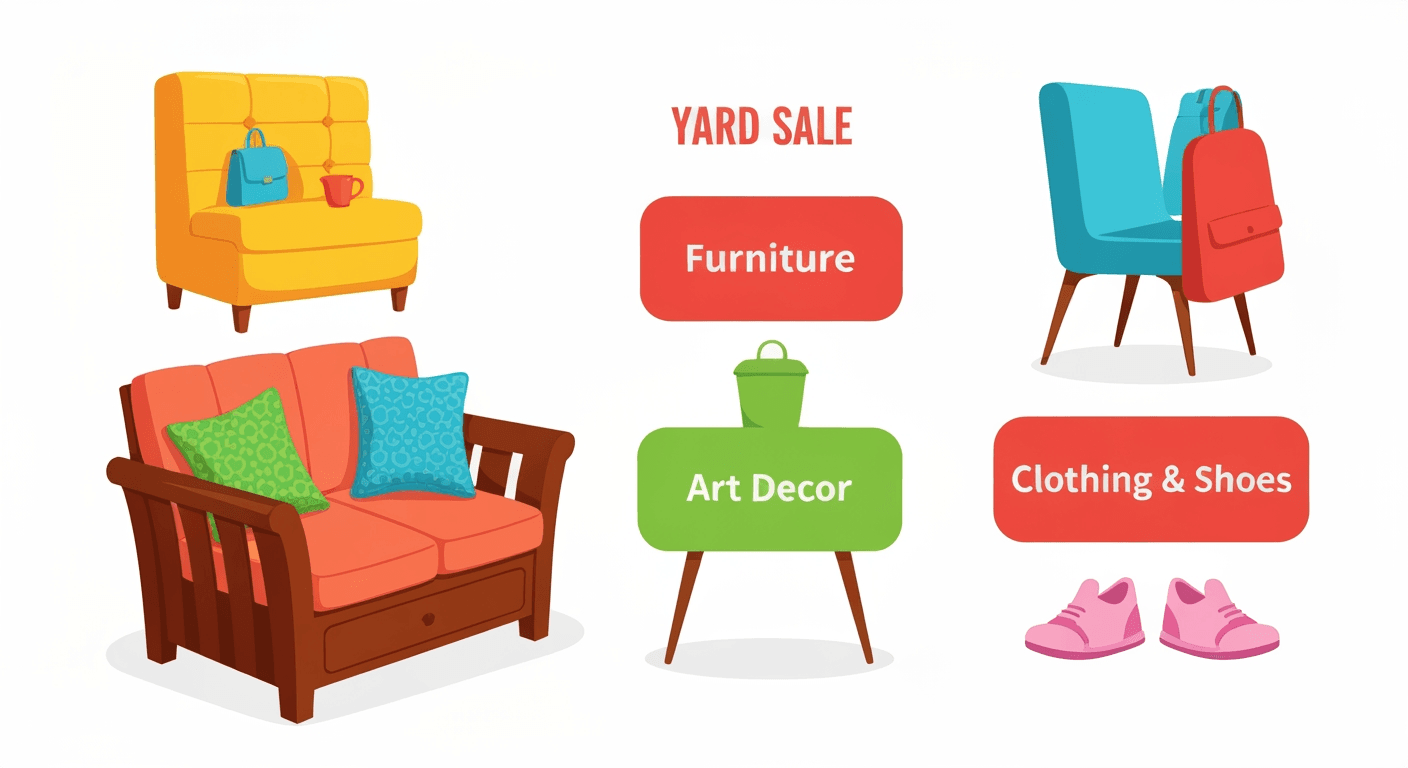 AI-generated illustration of a yard sale
