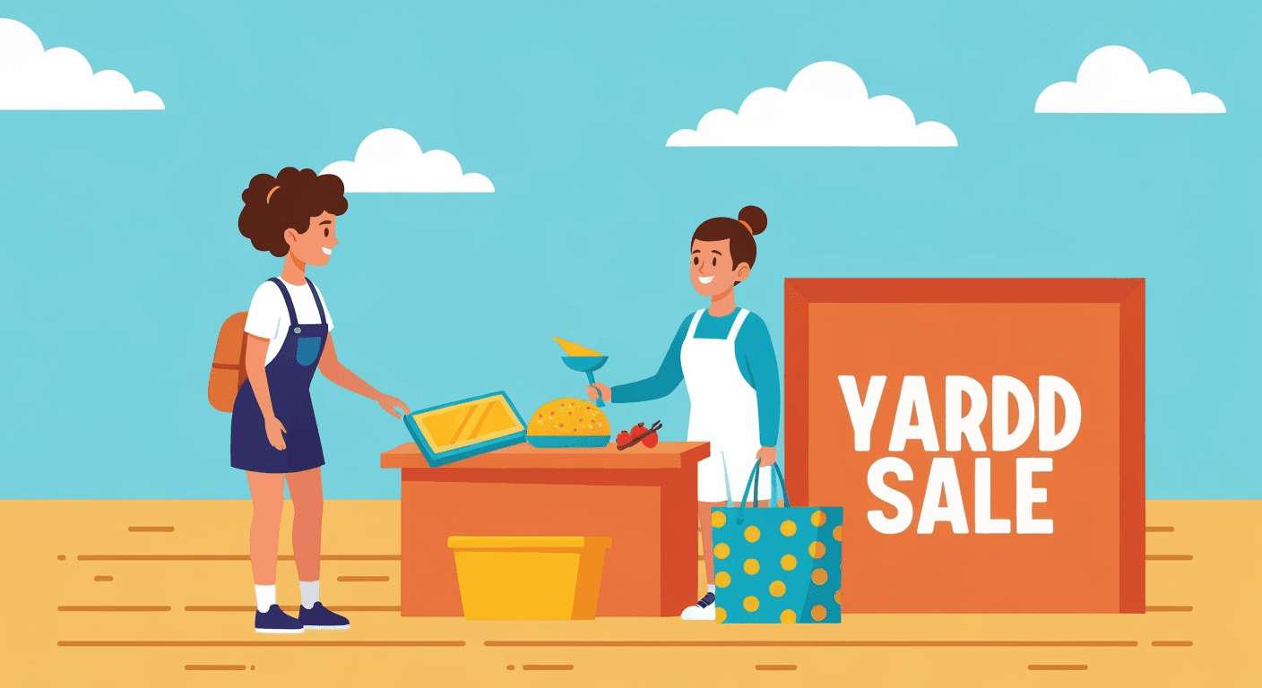 AI-generated illustration of a yard sale